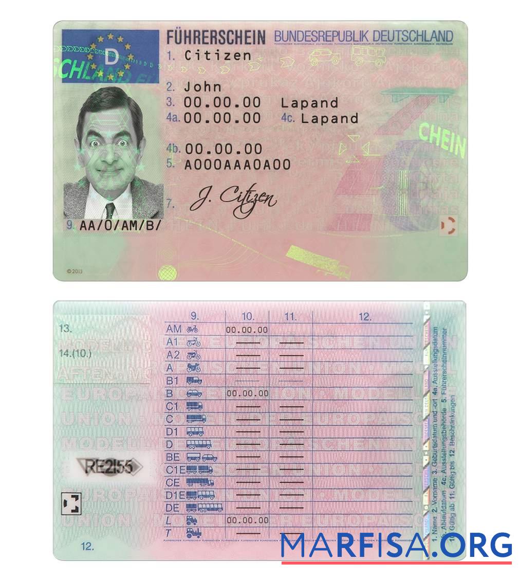 Printable Germany driving license download for verification